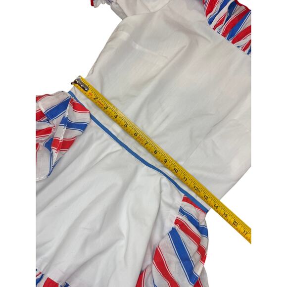 VTG Spanish Flamenco Dress Red White Blue Striped Ruffle Heritage Puerto Rico S - Picture 5 of 13